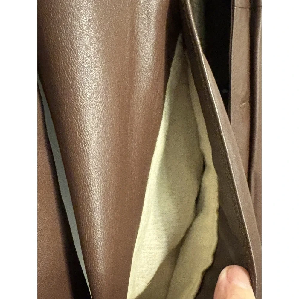 ClipperMist Vintage Brown Leather Overcoat Removable Lining Men's Size 36